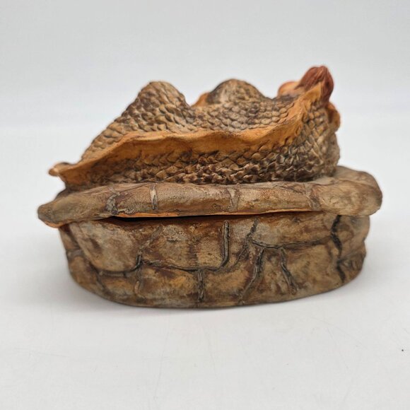 Crocodile Treasure Chest Trinket Box Figurine by Albee 1992 Travelling Luggage - Picture 7 of 11